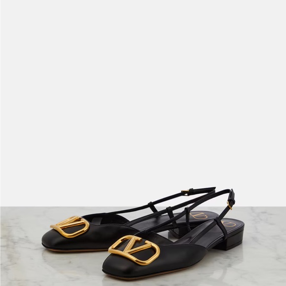 Black and Gold Women's Slingback Flats